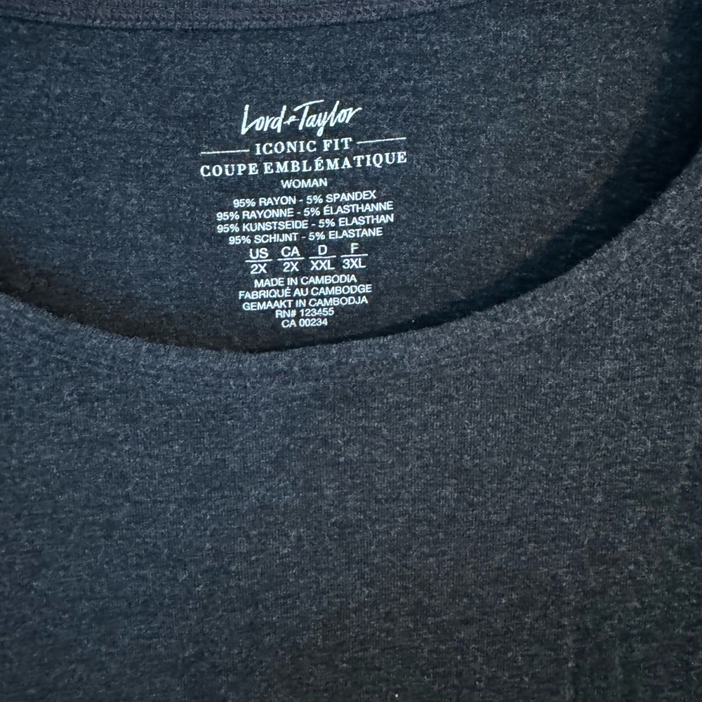 Lord & Taylor Iconic Fit Coupe Emblematique Shirt - Gray - Size 2X - Picture 2 of 4